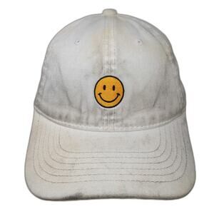ChokoLids Baseball Cap White One Size Smiley Face Cotton Slideback Hat Logo